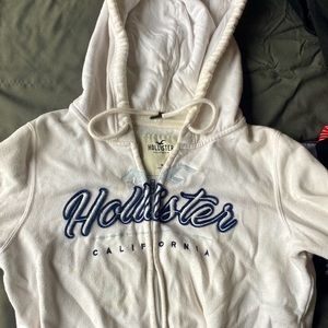 Hollister white and blue zip up!